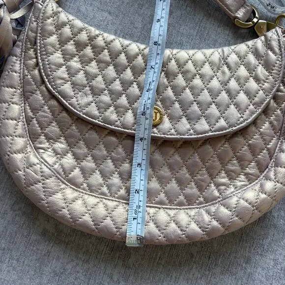 Eric Javits Quilted Leather Pink Metallic Shoulder Bag - Picture 4 of 6